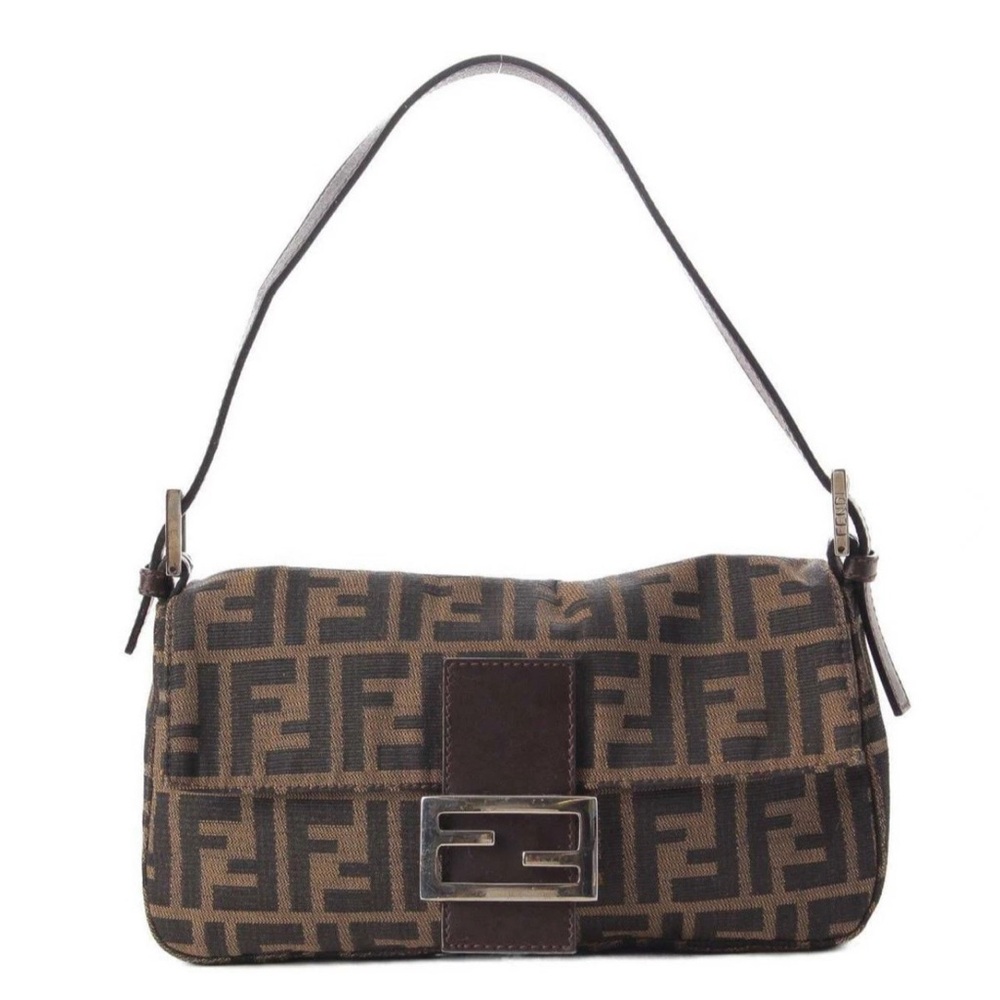 Fendi Zucca Print Baguette Shoulder Bag Brown Canvas / Vintage